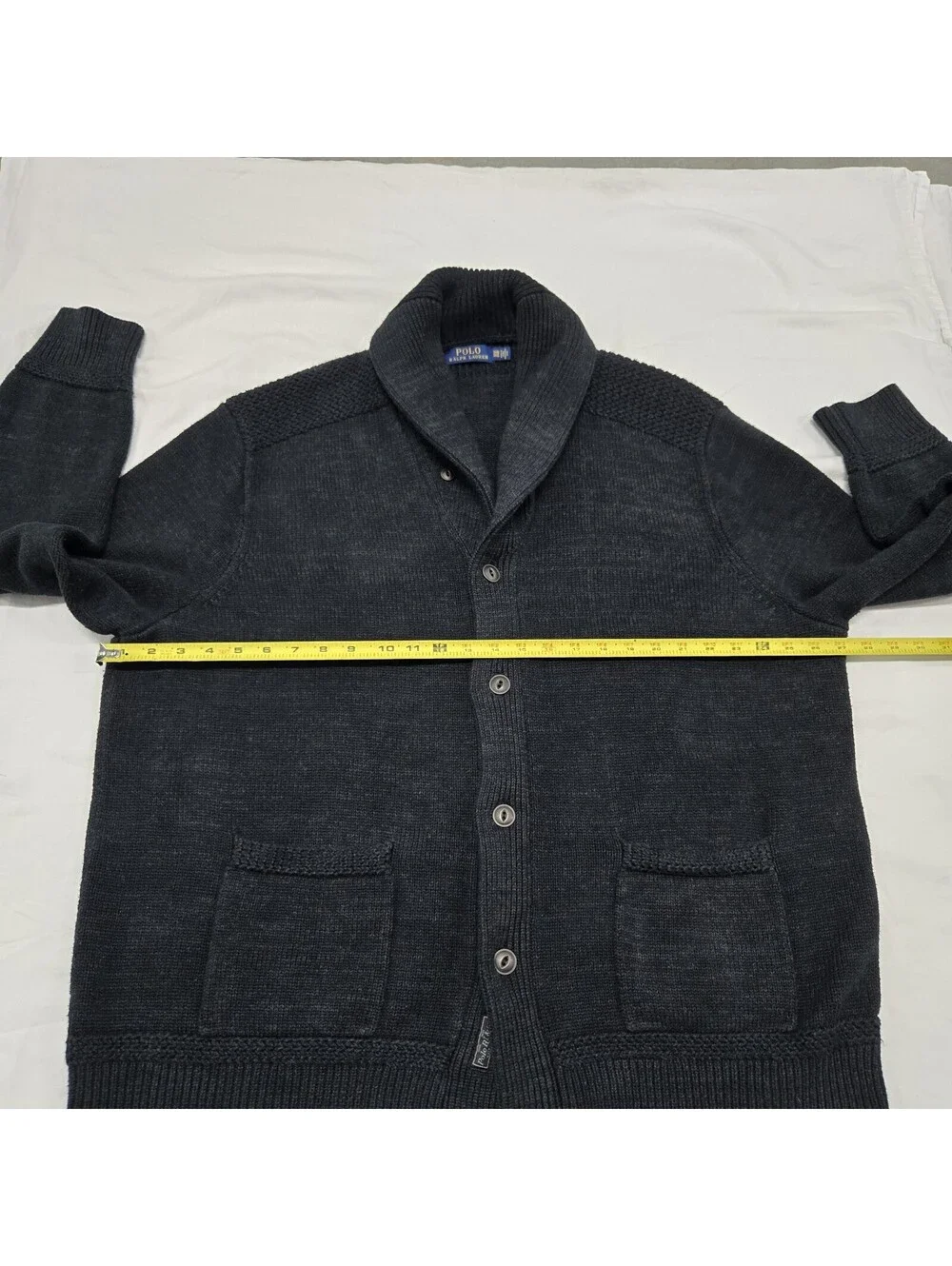 Sz 3XB Polo Ralph Lauren Cardigan Black 100% Cotton Button Up Shawl Sweater EUC